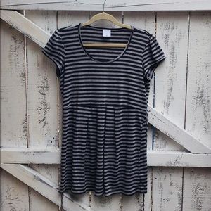 Motherhood Maternity Black & Gray Striped Peplum S